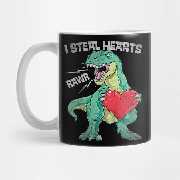 Kids I Steal Hearts T-rex Dino Cute Baby Boy Valentines Day Gift by waterbrookpanders